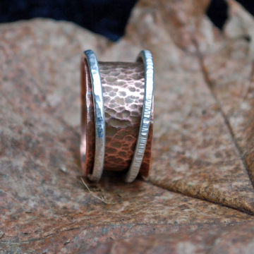 Copper Spinner Ring with Silver