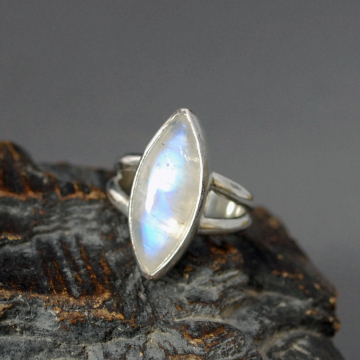 Sterling Silver Moonstone Ring, Size 7.5