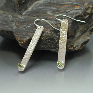 Sterling Silver Stick Earrings with Peridot