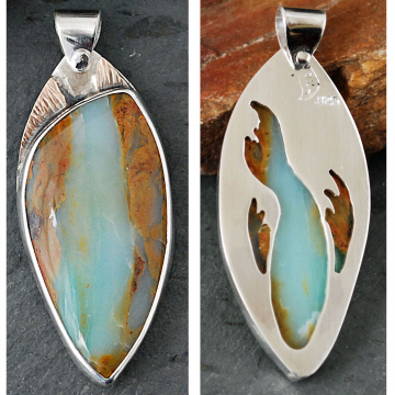 Peruvian Blue Opal Pendant with Fish cut out