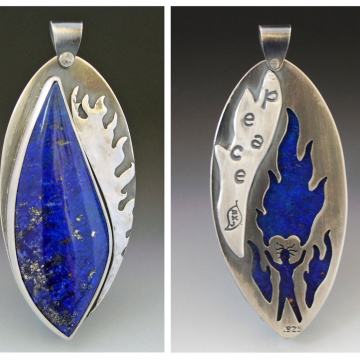 Lapis Lazuli Peace Flame Pendant