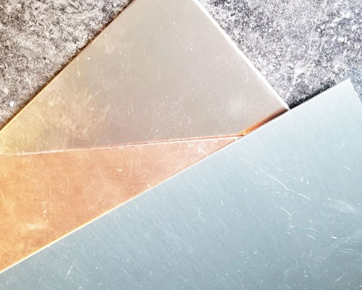 sheets of silver, copper, bronze