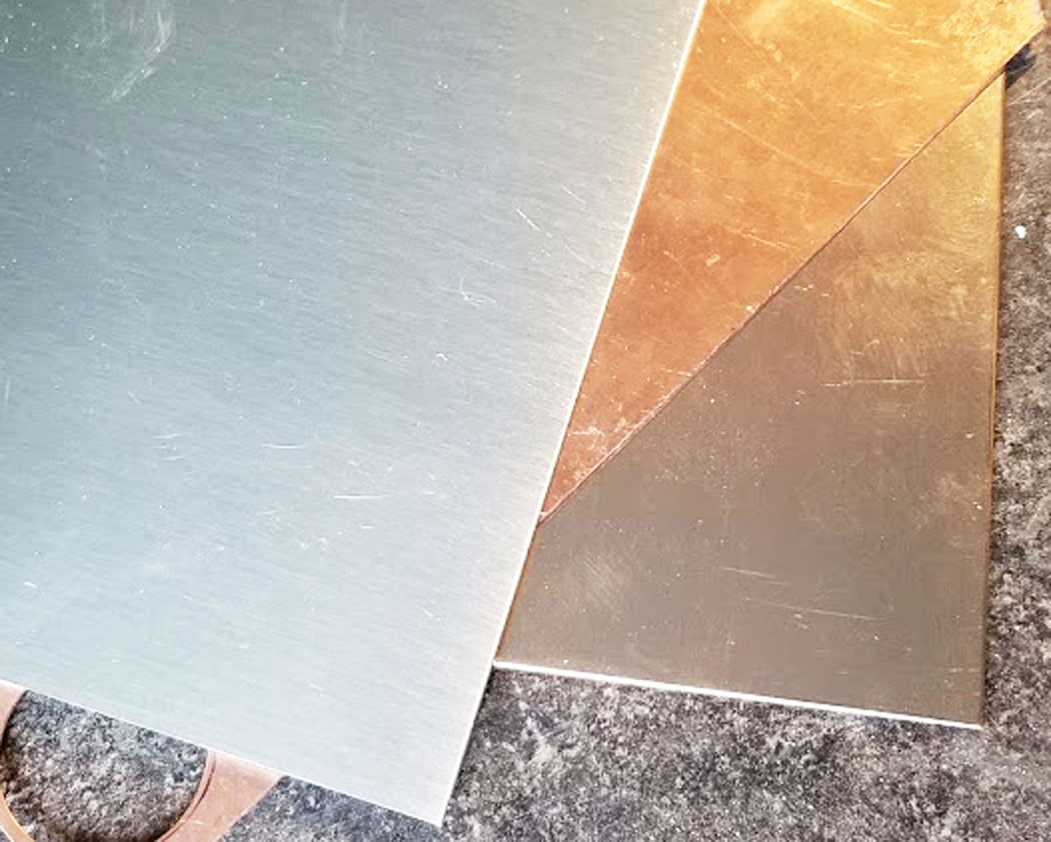 silver, copper, bronze sheet