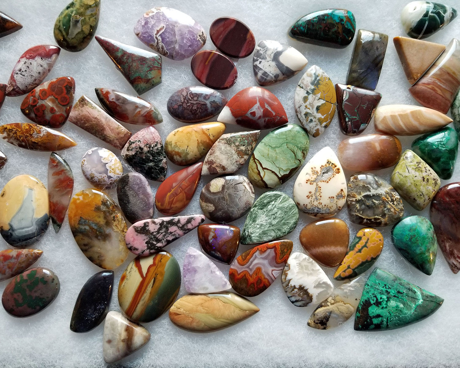 group of stone cabochons