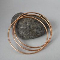 Hammered Bronze Skinny Bangles, Single or Set