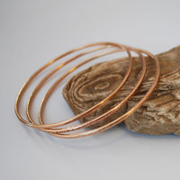 Hammered Bronze Skinny Bangles, Single or Set