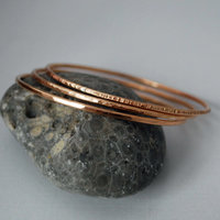Hammered Bronze Skinny Bangles, Single or Set