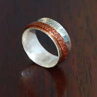 Silver Copper Spinner Ring, Mixed Metal Ring, Kinetic Ring