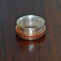 Silver Copper Spinner Ring, Mixed Metal Ring, Kinetic Ring