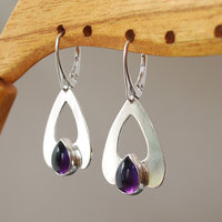 sterling silver amethyst Art Deco style earrings
