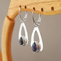 sterling silver amethyst Art Deco style earrings