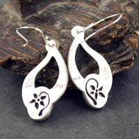 Sterling Silver Lapis Lazuli Earrings, Flower Cut-Outs