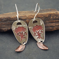 Wonderstone Silver Earrings with Pierced Trees