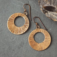 Hammered Bronze Wide Circle Earrings