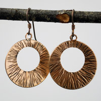 Hammered Bronze Wide Circle Earrings