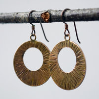 Hammered Bronze Wide Circle Earrings
