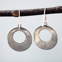 Silver Circle Earrings with Welo Opals hanging