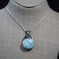 Silver Larimar pendant hanging