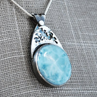 Silver Larimar pendant angle