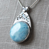 Silver Larimar pendant angle