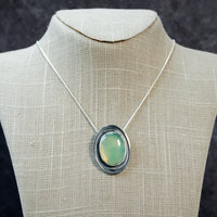 Chrysoprase silver pendant hanging