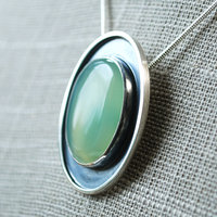 Chrysoprase Silver Pendant, Shadowbox Pendant