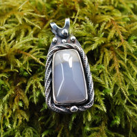 Blue Chalcedony and Silver Pendant
