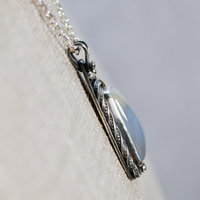 Blue Chalcedony and Silver Pendant closeup angle