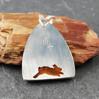 Boulder Opal Pendant with Rabbits, Tree back