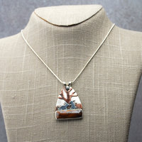 Boulder Opal Pendant with Rabbits, Tree hanging