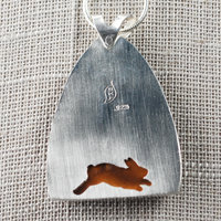 Boulder Opal Pendant with Rabbits, Tree closeup back