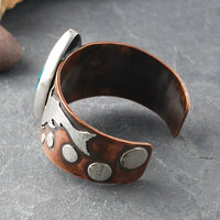 Copper Cuff with Chrysocolla, Malachite, Silver Koi side