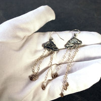 Silver Cloud Earrings with Rain, Smoky Quartz, in hand