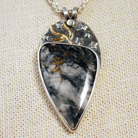 Josephine's Crown Quartz Pendant, Silver and Gold close up