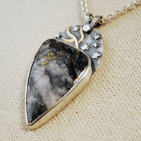 Josephine's Crown Quartz Pendant, Silver and Gold close up angle