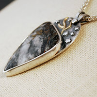 Josephine's Crown Quartz Pendant, Silver and Gold close up angle