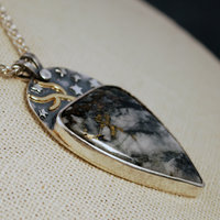 Josephine's Crown Quartz Pendant, Silver and Gold close up angle