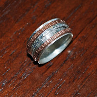 Silver Copper Spinner Ring, Triple Spinner Ring, Kinetic Ring