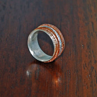 Silver Copper Spinner Ring, Triple Spinner Ring, Kinetic Ring