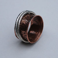 Copper Silver Spinner Ring, Mixed Metal Ring, Kinetic Ring