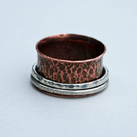 Copper Silver Spinner Ring, Mixed Metal Ring, Kinetic Ring