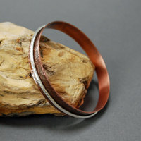 Copper Silver Spinner Bangle, Hammered Copper Bracelet, Kinetic Bracelet