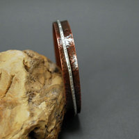 Copper Silver Spinner Bangle, Hammered Copper Bracelet, Kinetic Bracelet