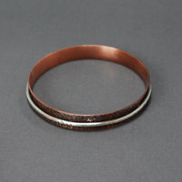 Copper Silver Spinner Bangle, Hammered Copper Bracelet, Kinetic Bracelet
