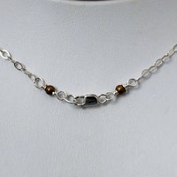 Hammered Bronze Bar Necklace with Citrine and Silver Clouds