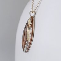 Montana Agate Silver Pendant with Citrine and Hammered Copper