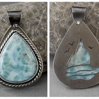 Larimar Silver Pendant with Sailboat Cut Out