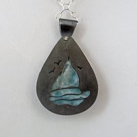 Larimar Silver Pendant with Sailboat Cut Out