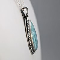 Larimar Silver Pendant with Sailboat Cut Out