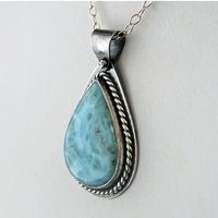 Larimar Silver Pendant with Sailboat Cut Out